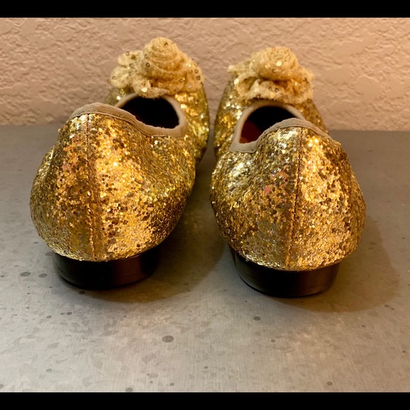 Ros Hommerson Gold Sequined Ballet Flats - Picture 4 of 7